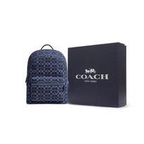 COACH Charter Džinsinis su veršio odos kuprinė Didelė Vyriška Tamsiai Mėlyna Gift Box Set (Basic Set + Black Gift Box) tamsiai mėlyna spalva