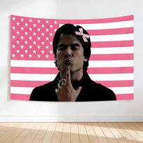 Damon Salvatore Tapestry Flag Wall Hanging Fan Art Wall Decor Perfect for Bedroom Dorm  Living Room Decoration 100X70CM pink