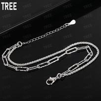 925 Sterling Silver Double-Layer Millet Bead Square Clasp Bracelet - Fashion Gift Jewelry 20cm black