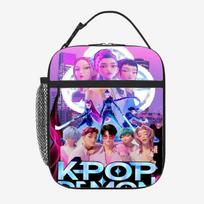 Pradinės mokyklos mokinio kortelė KPOP Demono Medžiotojas Šilumos izoliacijos krepšys Nešiojamas lauko pikniko krepšys Vaikų pietų dėžutės krepšys Pietų krepšys One Size purple