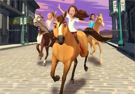 Kids Birthday Party Backdrop Cartoon Spirit Riding Horse Pony Theme Baby Shower Banner Studio Photography Background Supplies 47.2x31.5inch/120*80cm