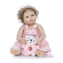 NPK 55 cm Reborn Baby Toddler Mergaitei Labai minkšto audinio lėlės vonios žaislas Gyvybę primenantis tikras minkštas vonios žaislas 55cm white