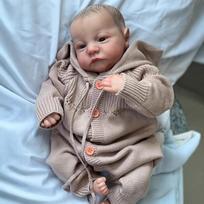 49cm Realistiška Reborn lėlė Kūdikė - Pilno kūno silikoninė vonios lėlė 3D oda su matomomis venomis ir rankomis įšaknydinta plaukais girl gray