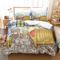 Starry Night Van Gogh Duvet Cover Set Queen SizeOil Painting Famous Modern Classic Sky Star ArtDecorative 3 Piece Bedding Set EU Single(135*200cm)3pcs beige