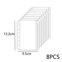 8Pcs Pvc Binder Pocket Cash Envelopes A5 A6 A7 Zipper Folders Pouches Money Organizer Budget Document Filing Loose Leaf Inserts white