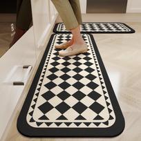 Greitai džiūstanti šachmatų lentos formos diatomito molio virtuvės kilimėlis – Neslystantis, vandens sugeriantis prieškambario grindų kilimėlis 40*60cm (diatom mud) white