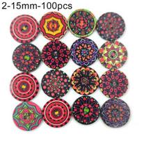 100 vnt. Bohemiško stiliaus Retro rašto apvalūs mediniai sagos Drabužių dekoras 20mm 1