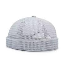 1pc Breathable Men's Mesh Melon Skin Hat,Ultra-Light Docker Beanies Hat Adjustable Brimless Hip Hop Cap Sailor Landlord Caps One Size balta