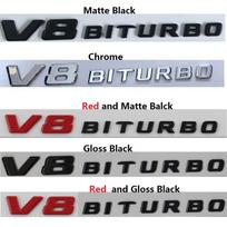For Mercedes Benz E63 C63 CLS63 GLE63 S63 G63 GL63 S63L SL63 GLS63 GLC63 S AMG V8 BITURBO Fender Emblems Badges Symbols Sticker UX0 Matt Black gray