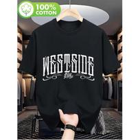 Mens West Side Dyse One Chicano Rap Gangster Lowrider T-Shirt, Casual Fit, Machine Washable, Elegant Black with Stylish Letter Print, Perfect for All S juoda