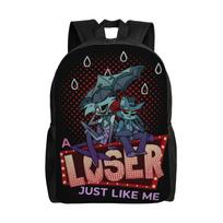 Radiostatic Vox Alastor Backpack Hazbin Hotels Men Polyester College Backpacks Big Funny High School Bags Rucksack (as the picture,as picture) black