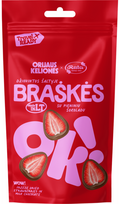 Džiovintos šaltyje braškės su pieniniu šokoladu ORIJAUS KELIONĖS®, 80 g