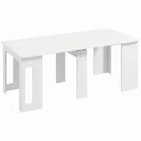 HOMCOM Valgomasis stalas, sulankstomas ir išskleidžiamas virtuvės stalas, medžio drožlių plokštė, 60-180 x 85 x 75 cm, baltas