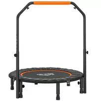 HOMCOM 102 cm fitneso batutas, sulankstomas mini batutas su keturiomis reguliuojamo aukščio rankenomis, fitneso šokdynė suaugusiesiems, iki 100 kg, juodas