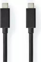 Nedis USB-C™ laidas | USB 3.2 Gen 2x2 | USB-C™ kištukas – USB-C™ kištukas | 100 W | 4K@60Hz | 20Gbps | nikeliuotas | 2,00 m | apvalus | PVC | juodas | Dėžutė