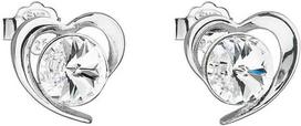 Evolution Group Sidabrinis auskarai su Swarovski baltas širdele 31259.1