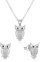 Beneto Sidabrinis papuošalų komplektas Owls su cirkoniais AGSET61RL (auskarai, grandinėlė, pakabukas)