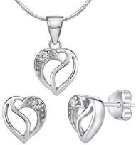 Silvego Sidabrinis rinkinys JJJS659 Shimmering Heart (auskarai, pakabukas)
