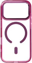 Oem dėklas, skirtas iPhone 18 Pro / 17 Pro, rėmelis skaidrus, hibridinis, su magnetiniu laikikliu, suderinamas su MagSafe, tamsios vyšninės spalvos