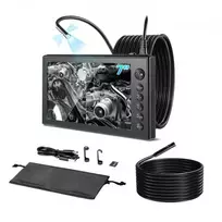 VEVOR Trigubo objektyvo endoskopas su dvigubu kabeliu, 7" HD IPS padalintas ekranas, 8+2 LED, 8X priartinimas, 5000 mAh, IP67, 5 m + 3 m