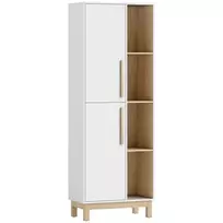 HOMCOM 176 cm aukšta knygų spinta, 4 atviros lentynos, 2 spintelės, laisvai pastatoma, MDF, balta
