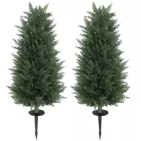 HOMCOM dirbtinis kiparisas, 2 vnt., su žemės smaigaliu, 100 cm, plastikas, dirbtinis augalas, dirbtinis medis, kaip tikras dekoras biurui, svetainei, miegamajam, sodui