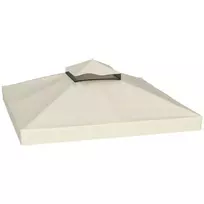 Pakaitinis Pavėsinės Stogas 3 x 3 m | Dvigubas Vandenį Atstumiantis Sodo Pavėsinės Stogas, Atsarginės Dalys iš Oksfordo Audinio, 370 g/m², Kreminės Baltos Spalvos