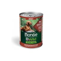 Monge Bwild Dog Adult Chunkies Grain Free begrūdis šlapias maistas šunims su Ėriena Ir Moliūgais, bei Cukinijomis 400g