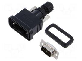 Connector: D-Sub | PIN: 9 | plug | male | straight | soldering | 5A | black