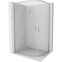 Mexen Exo-S Duo pusapvalė asimetrinė stumdoma dušo kabina 120 x 90 cm, skaidri, chromas - 8132-120-090-01-00