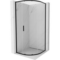 Mexen Exo-S pusapvalė dušo kabina su slankiosiomis durimis 90 x 90 cm, permatoma, juoda - 8131-090-090-70-00