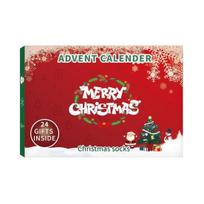 Christmas Sock Advent Calendar for Kids 24-Day Countdown Holiday Decoration Cotton Stocking Stuffers B red