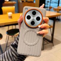 For OPPO Find X8 X8 Pro X8 Ultra X8s phone case with magnetic function, concave-convex back, leather sticker design OPPO Find X8s orange