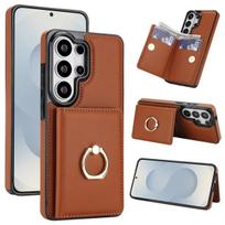 Piniginė su kortelių laikikliu, žiedu, stoveliu, telefono dėklas, skirtas Samsung Galaxy S26 Ultra S25 S24 FE S23 S22 S21 Plus A55 A56 A36 A16 A26 Galaxy Note20 rožinio aukso spalvos
