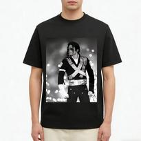 2026 Michael Jackson Print Kid Tee Boy Gril Top Adults Children Parent Child Women Cotton T S L black