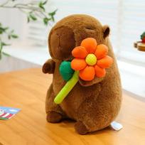 Cute Capybara Plush Toy Stuffed Animals Capibara With Turtle Backpack Kapibala Soft Doll Kids Toys Birthday Christmas Gift beige