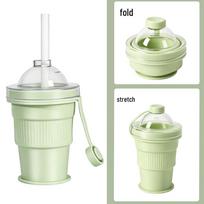 Portable Foldable Silicone Ice Cup Mold for Hockey-Shaped Ice, Outdoor Camping, Food-Grade beige