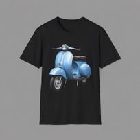 Colorful Retro Scooter Vespa Print T-Shirt and kids tshirt | Vintage Vespa Art 110 gray