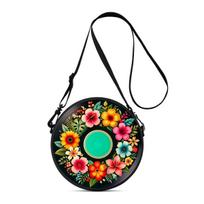 Record Print Round Shoulder Bag Casual Messenger Bag for Woman Best Gifts 2D Flat Casual Daily Crossbody Bag black