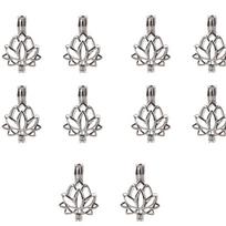 10pcs Hollow Pearl Cage Magic Box Pendant Freshwater Oyster Pearl Accessories Openable DIY Necklace Jewelry Findings  Components LS gray
