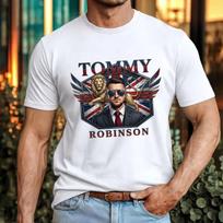 Tommy Robinson Union Jack T-Shirt Lion Crest British Politics patriotic Gift Top XXXL black