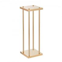 Gėlių stovas, metalinis kolonos formos geometrinis centras, 20x20x80 cm, auksinis