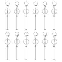 12Pcs DIY Beaded Key Chain Rust-Proof Durable Handmade Keychain Pendants Classroom Reward Keychain Crafting Tools 12pcs sidabras