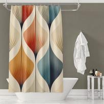 Mid Century Modern Shower Curtain - Retro Mcm Design, Abstract Print, Bathroom Decor W120H180(CM)-1 Pcs brown