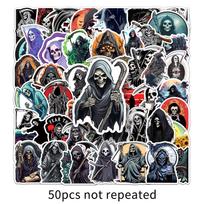 Grim Reaper Stickers: 50 Halloween Horror Gothic Style Waterproof Decals for Boxes, Suitcases, and Notebooks gray