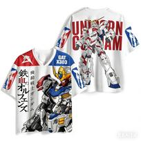 Fashion Gundam Barbatos Graphic Jersey Short Sleeve Mobile Suit Gundam Iron-Blooded Orphans Anime Mecha Fan Tee Casual Streetwear 2XS balta