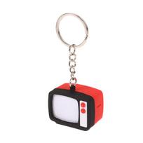 Mini senovinis televizoriaus rinkinys raktų pakabuko modeliavimas LED garso televizoriaus modelio raktų pakabukas Kūrybiškas televizorius raktų laikiklis, pakabinamas automobilio raktų pakabukas A1 white