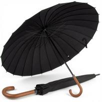Didelis XXL 24 strypų skėtis-lazda – elegantiškas juodas 105 cm skėtis