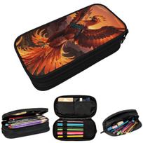 Phoenix Mythical Bird With Fiery Wings Pencil Case for Boys Girls Gifts Pen Box Pencil Bag Stationery Supplies Pen Holder Bag 21x10.5x5cm black
