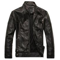 Odinė striukė Vyriška odinė striukė Madinga plona vyriška PU odos motociklininko striukė Odinė striukė su pašiltinimu 5XL black
